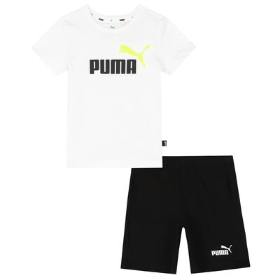 Boys White & Black Logo Shorts Set