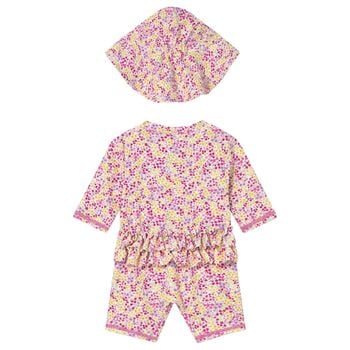 طقم بدله شمس  للبنات الرضع  مزينه بالزهور متعدده الالوان 