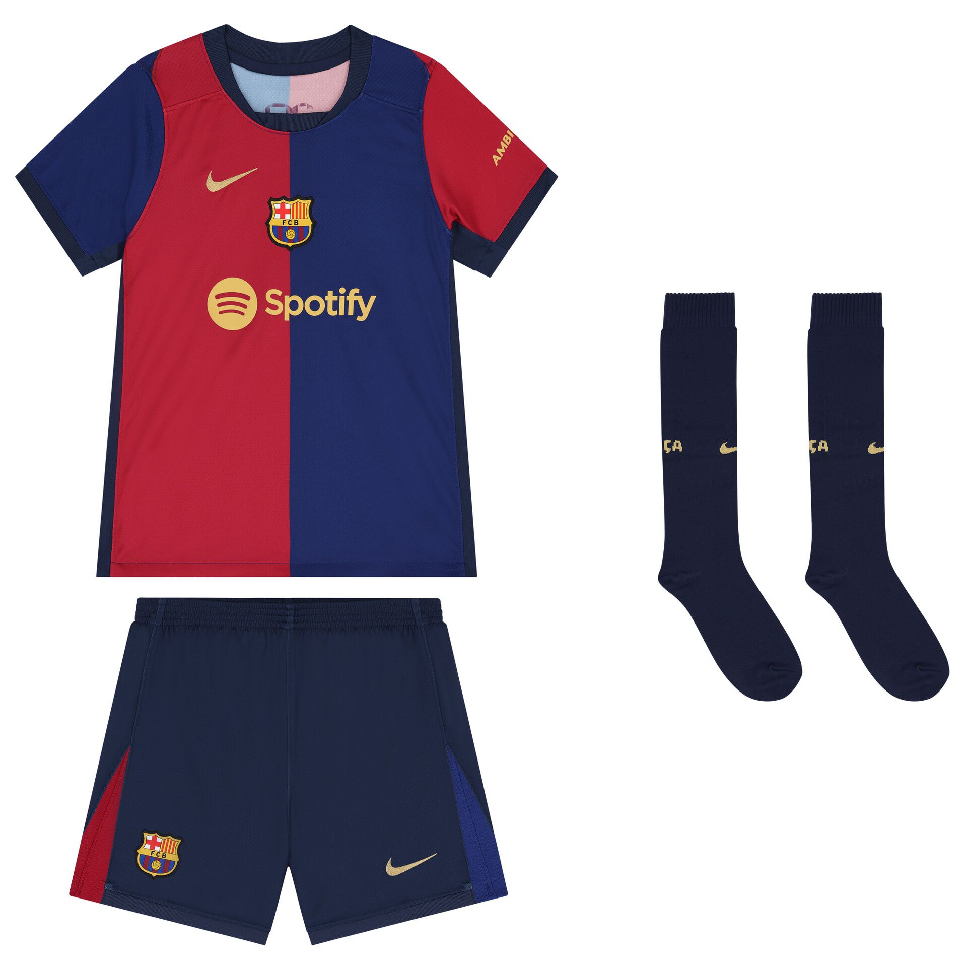 Nike Blue Burgundy F.C. Barcelona 2024 25 Shorts Set Junior Couture QA