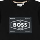   سويتشيرت أولاد بالشعار باللون الأسود, 1, hi-res