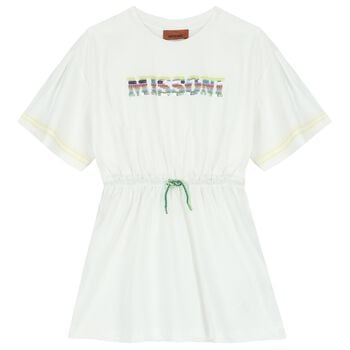 Girls White Logo Dress