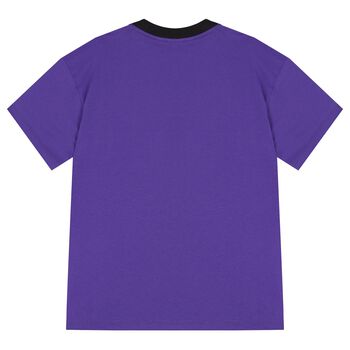 Boys Black & Purple Cotton Logo T-Shirt