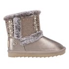 Girls Bronze Faux Leather Boots, 2, hi-res