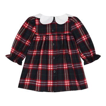 Baby Girls Navy Blue & Red Tartan Dress
