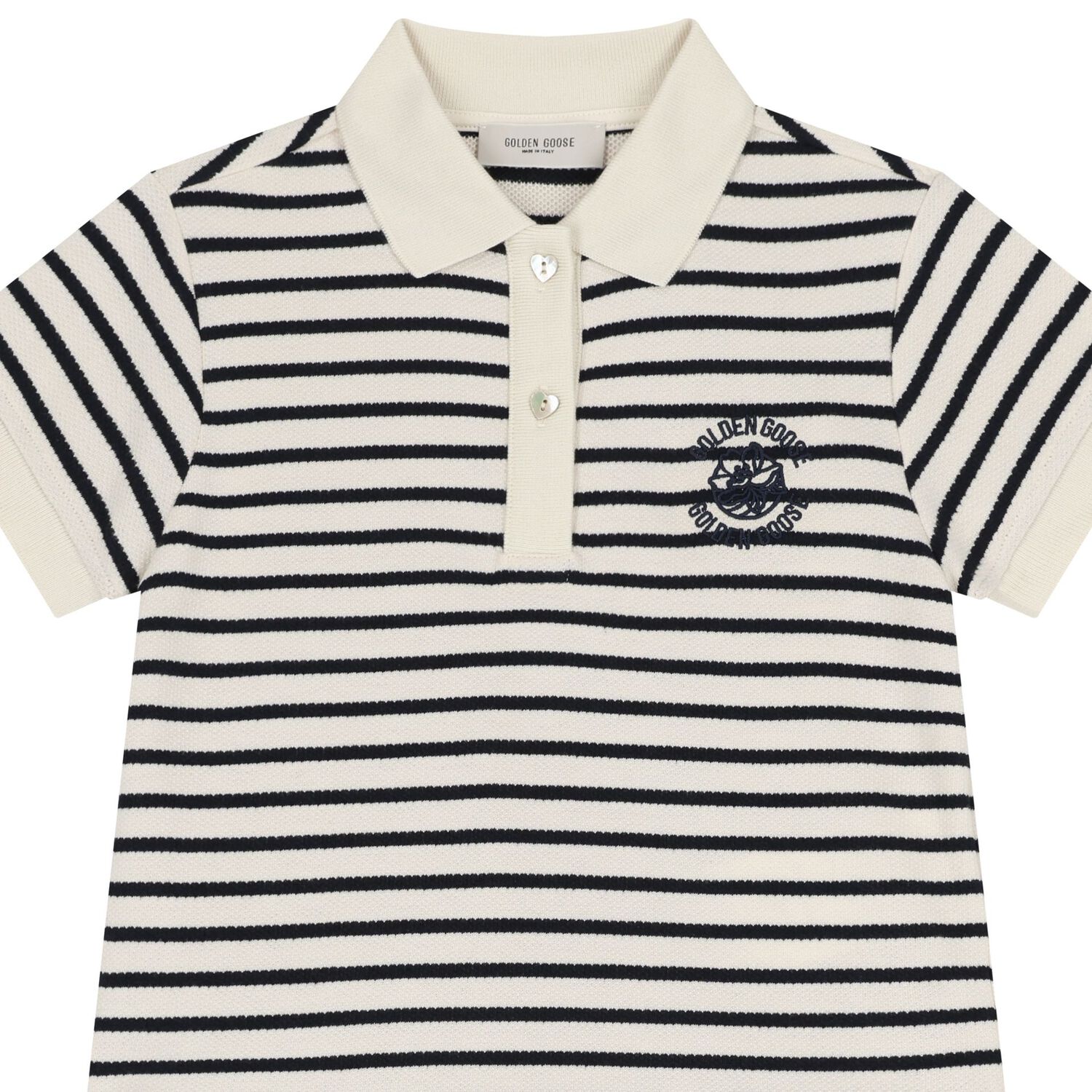 Girls Ivory Logo Striped Polo Dress, 1, hi-res