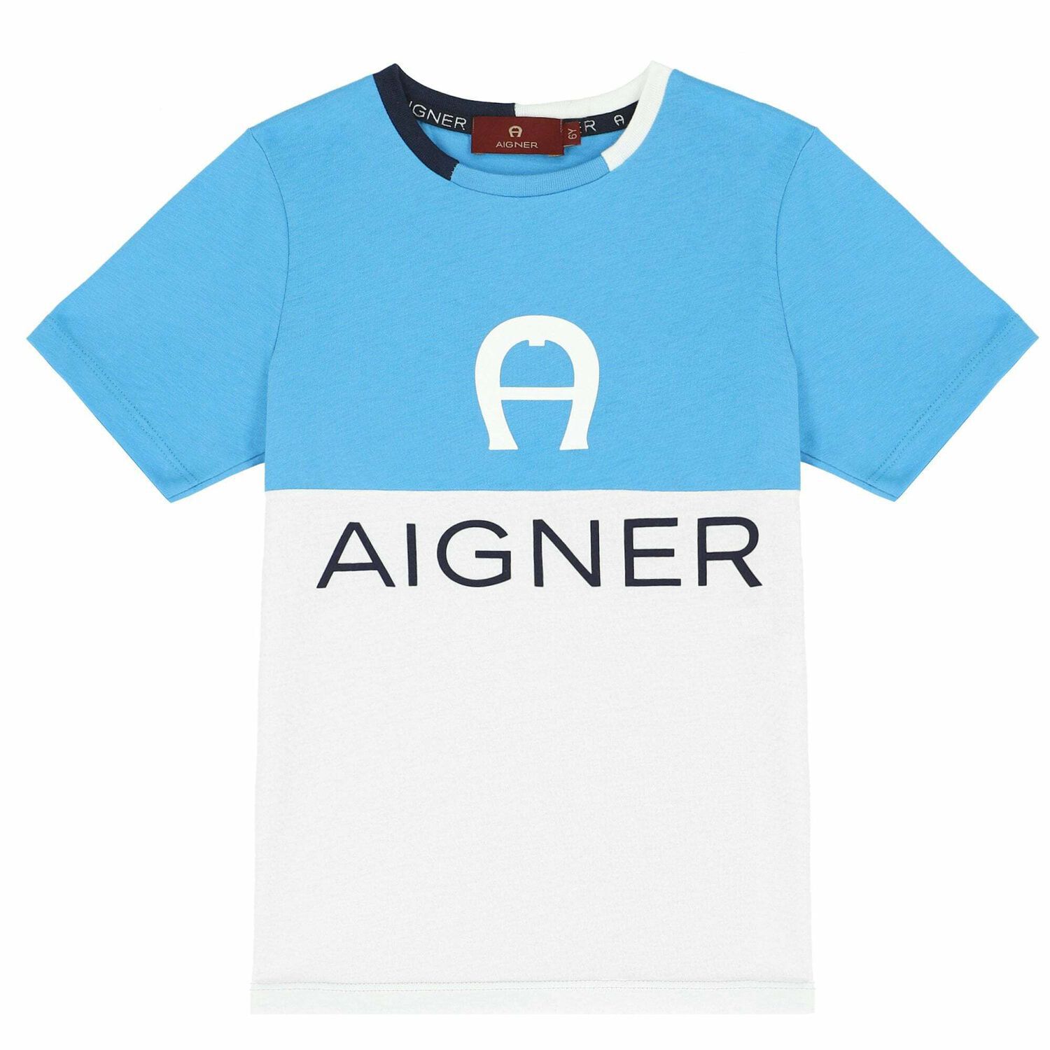 تيشيرت بالشعار باللون الازرق والابيض للاولاد, 3, hi-res