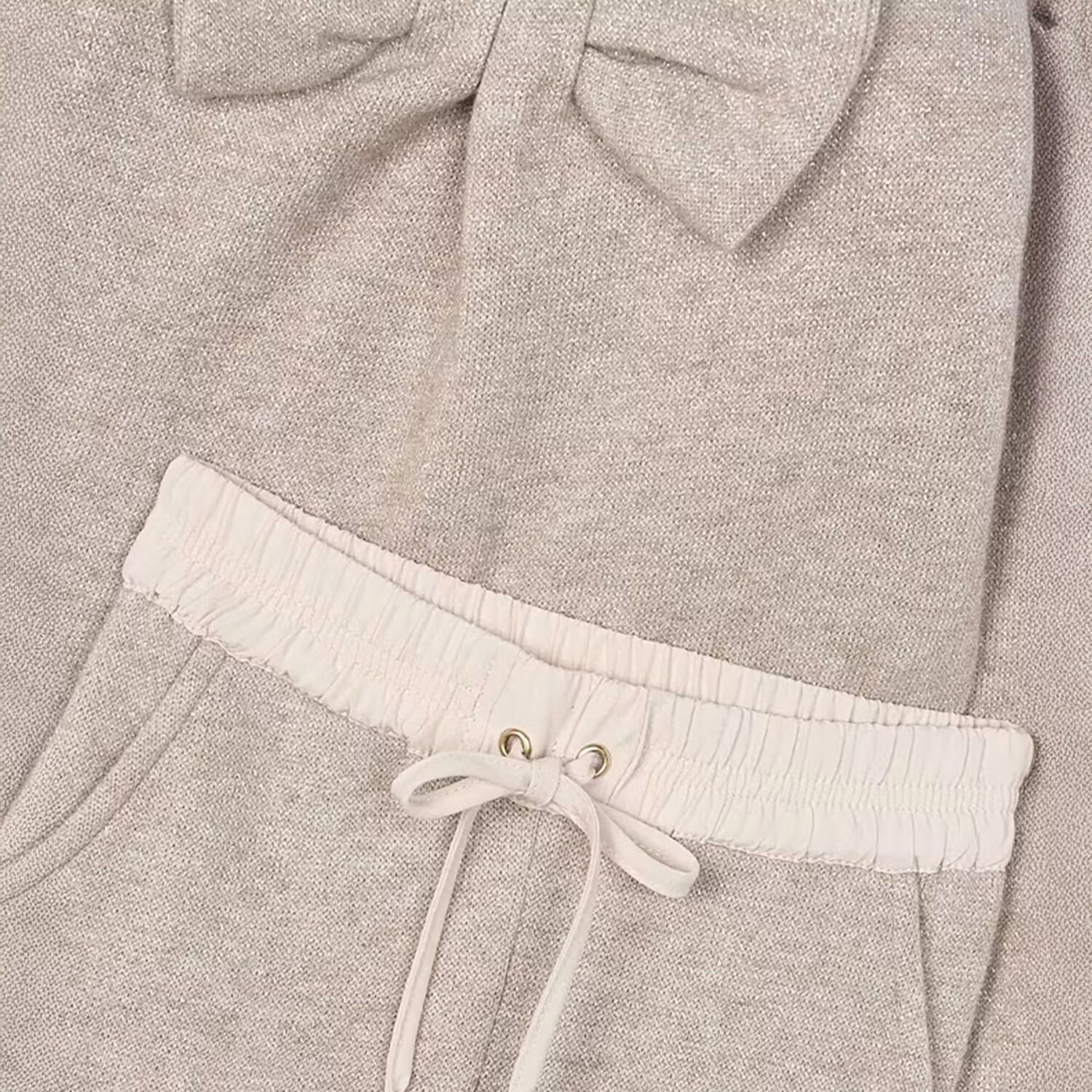 طقم بنطلون محبوك باللون البيج للبنات, 1, hi-res