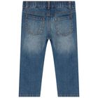 Blue Teddy Bear Logo Denim Jeans, 1, hi-res