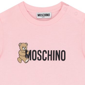 Younger Girls Pink Teddy Bear Logo T-Shirt