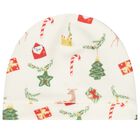 طقم أفرول بنات  بالشعار باللون العاجي, 1, hi-res