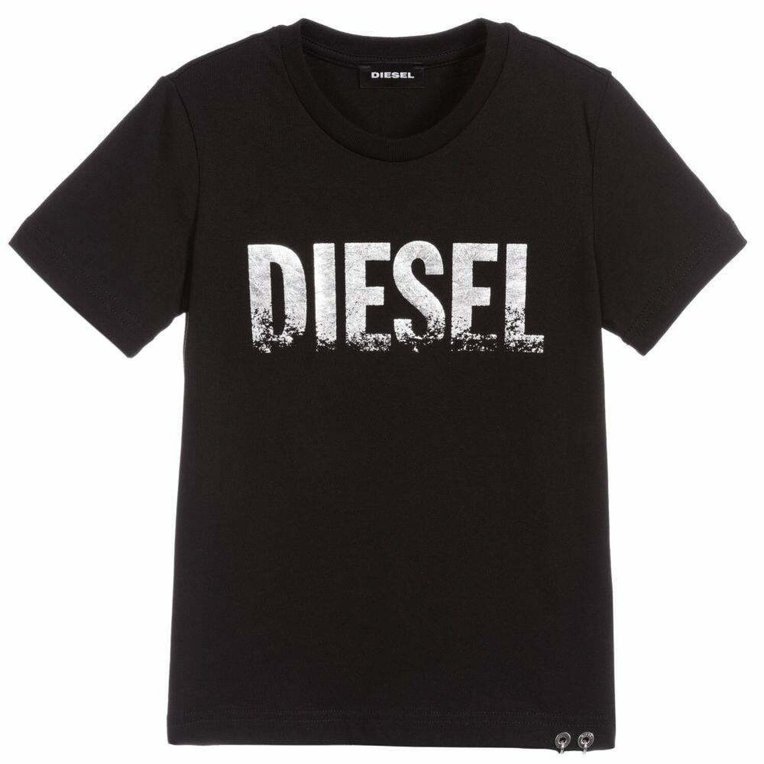 تيشيرت بالشعار باللون الاسود والفضى للبنات, 1, hi-res