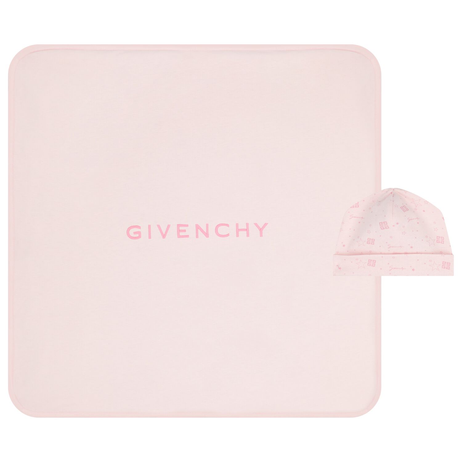 Baby Girls Pink Logo Blanket & Hat Set, 1, hi-res