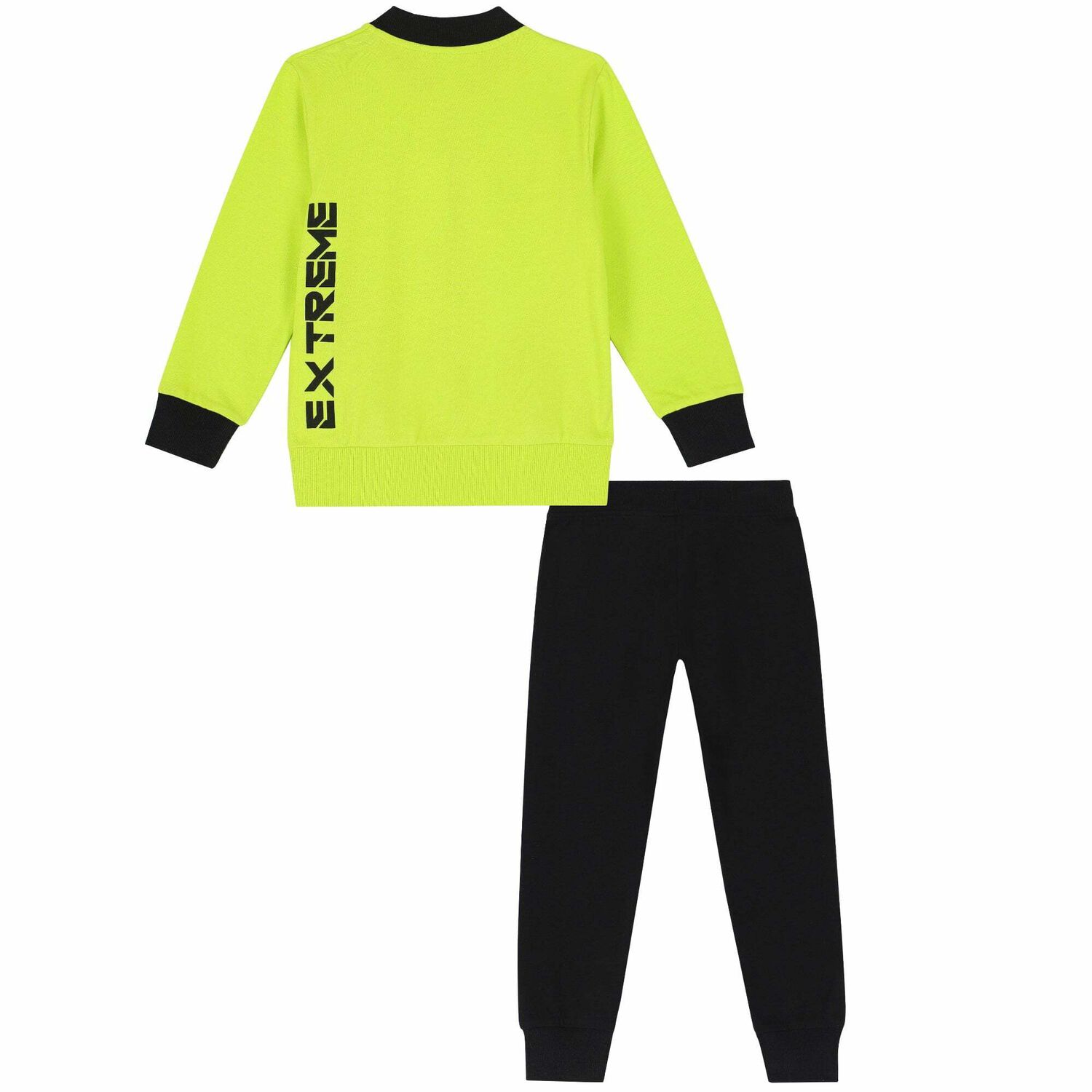 Boys Black & Neon Green Tracksuit, 2, hi-res