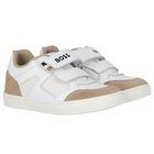 Boys White Logo Trainers, 1, hi-res