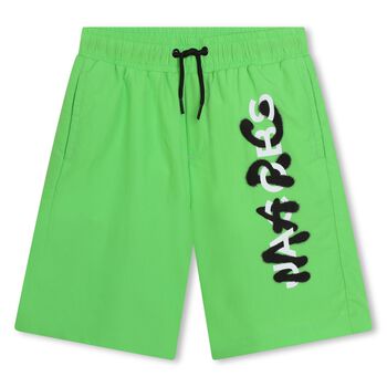 شورت أولاد سباحة بالشعار باللون الأخضر