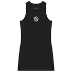 فستان باللون أسود بشعار للبنات, 1, hi-res