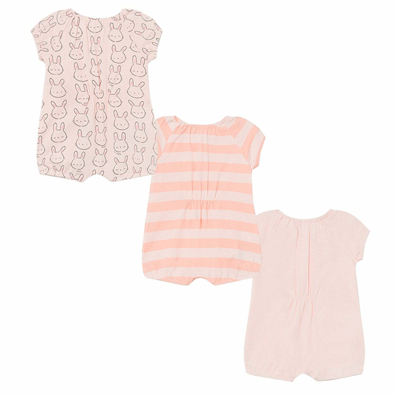 Girls Pink & White Rompers (3 Pack), 2, hi-res image number null