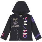 توب بسحاب بالشعار باللون الرمادى للبنات, 1, hi-res