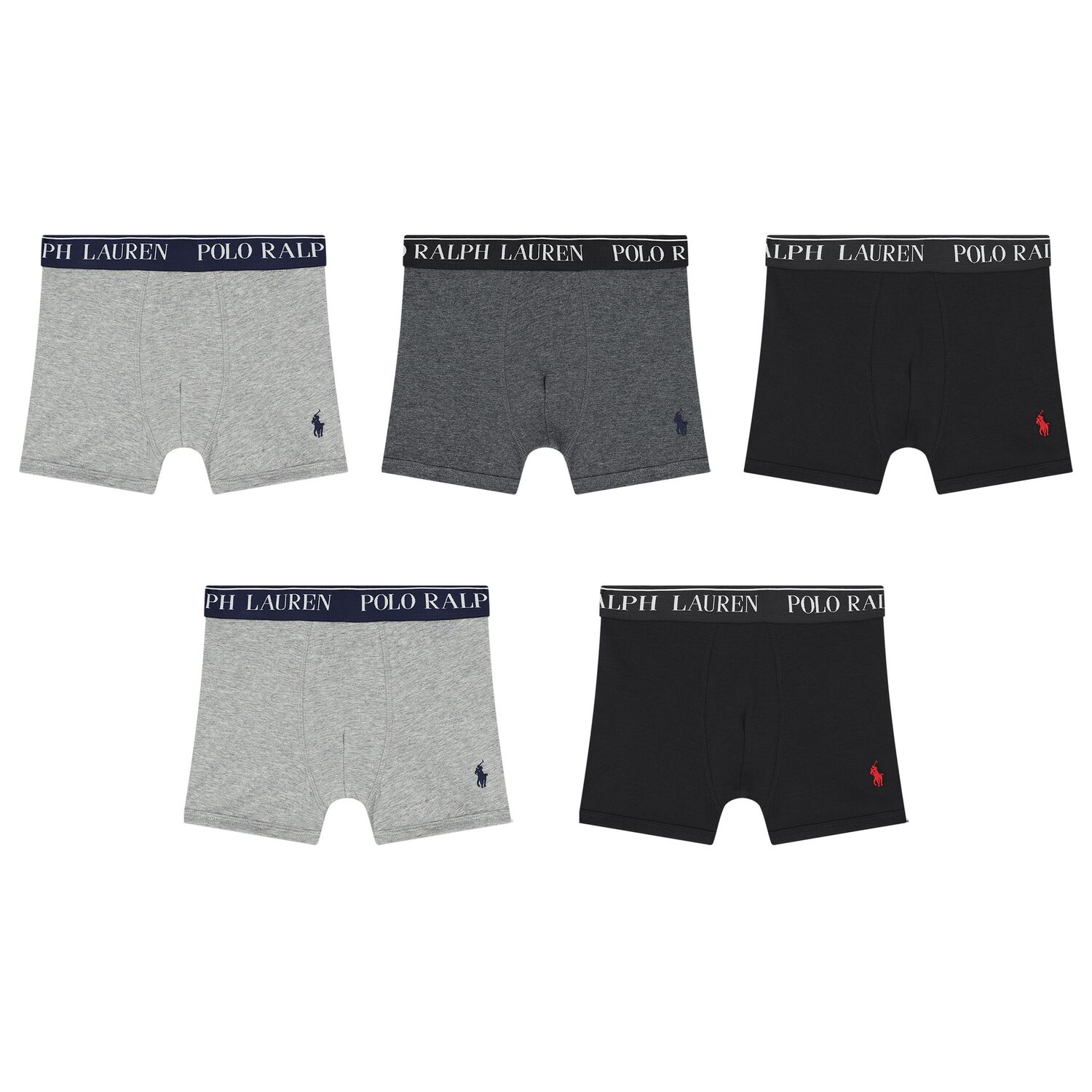 Boys Grey & Black Logo Boxer Shorts ( 5-Pack ), 1, hi-res