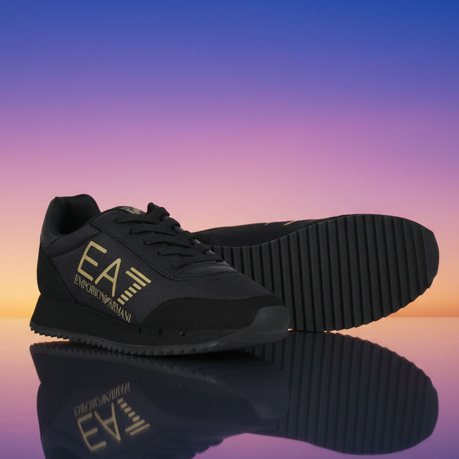 Black Logo Trainers, 1, hi-res