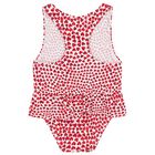 Younger Girls Ivory & Red Hearts Swimsuit, 1, hi-res