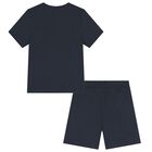 Boys Navy Blue Logo Shorts Set, 3, hi-res