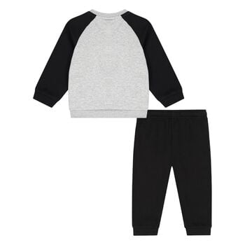 Younger Boys Black & Grey Logo Tracksuit
