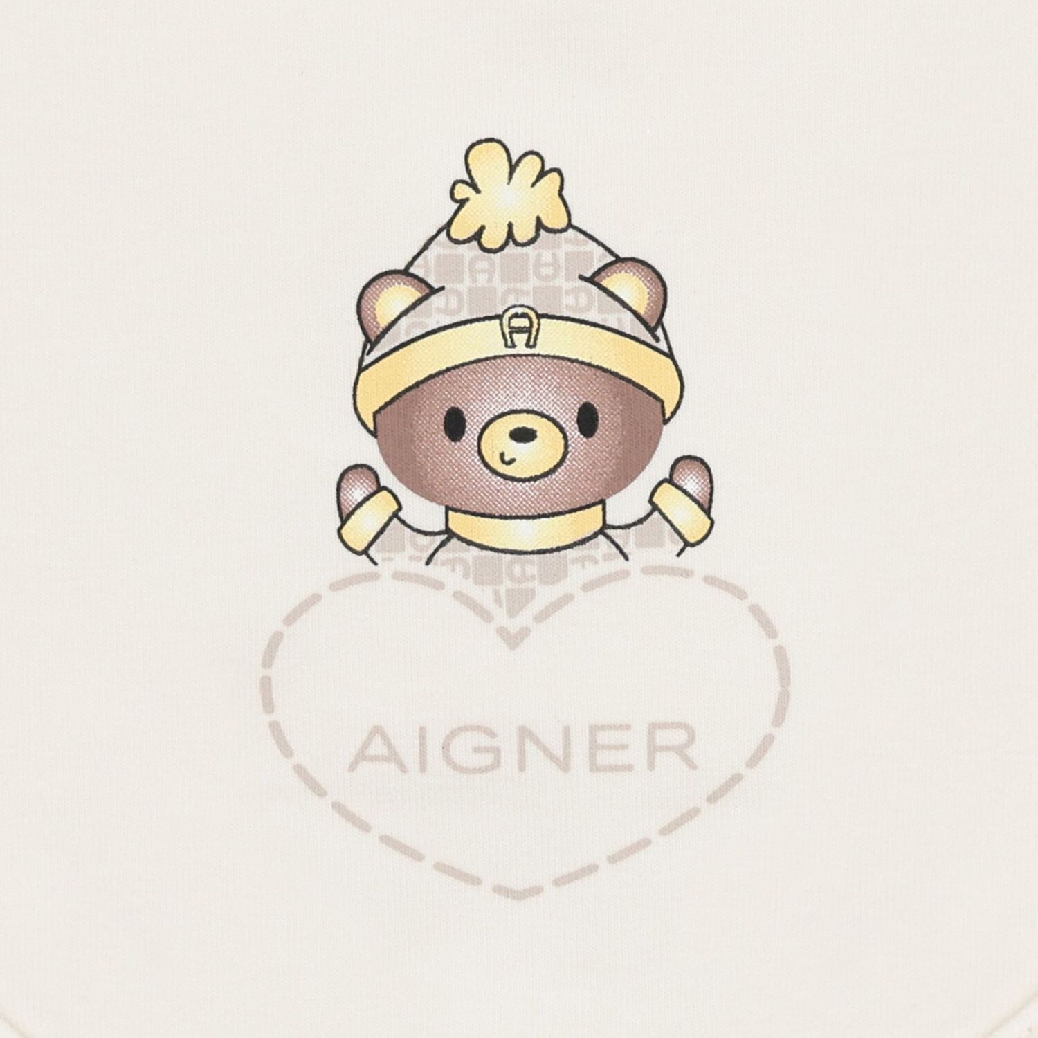 مريلة أطفال بشعار دب تيدي باللون العاجي, 1, hi-res image number null