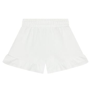 شورت للبنات بالشعار باللون الابيض 