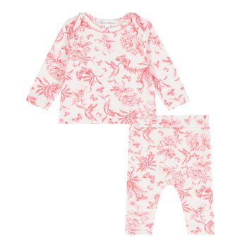 Baby Girls White & Red Floral Pyjama Set