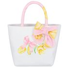 حقيبة يد بنات بفيونكة باللون الوردى والعاجى, 1, hi-res