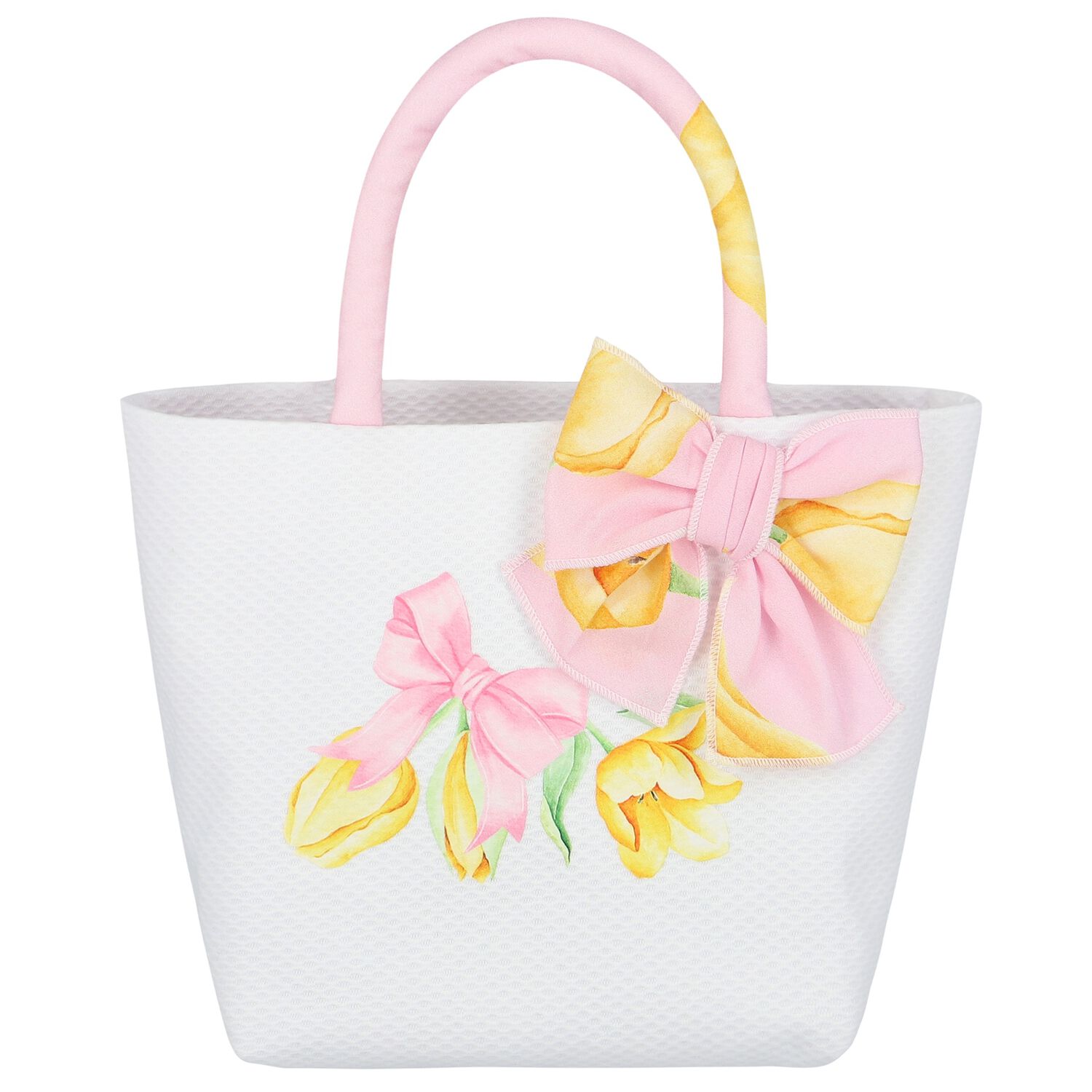 حقيبة يد بنات بفيونكة باللون الوردى والعاجى, 1, hi-res image number null