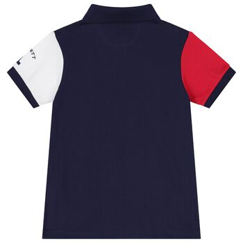 Boys Navy Cotton Logo Polo Shirt