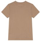 Boys Mini Me Beige Logo T-Shirt, 1, hi-res