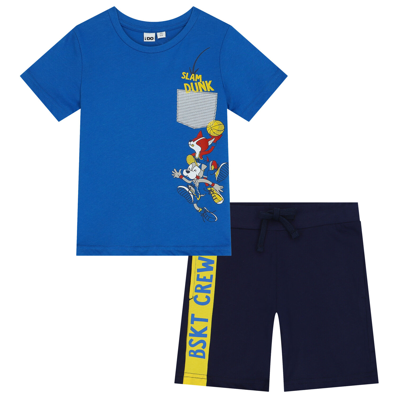 Boys Blue & Navy Blue Dogs Shorts Set, 3, hi-res