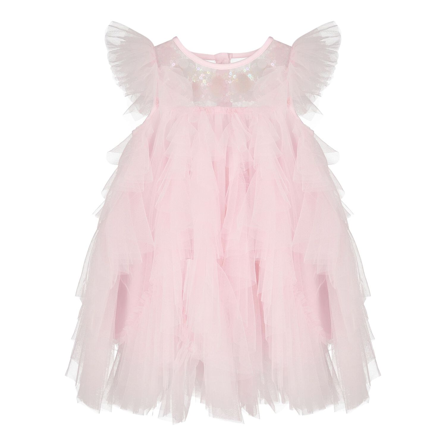 Baby Girls Pink Ruffled Tulle Dress Set, 1, hi-res