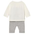 Baby Boys Ivory Knit Bunny Trouser Set, 1, hi-res