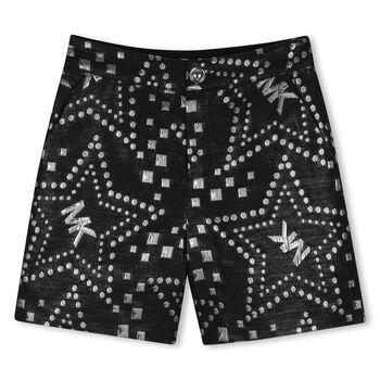Girls Black & Silver Logo Jacquard Shorts