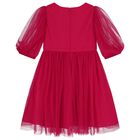 Girls Red Embellished Tulle Dress, 1, hi-res