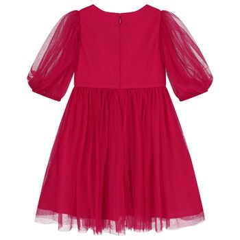 Girls Red Embellished Tulle Dress