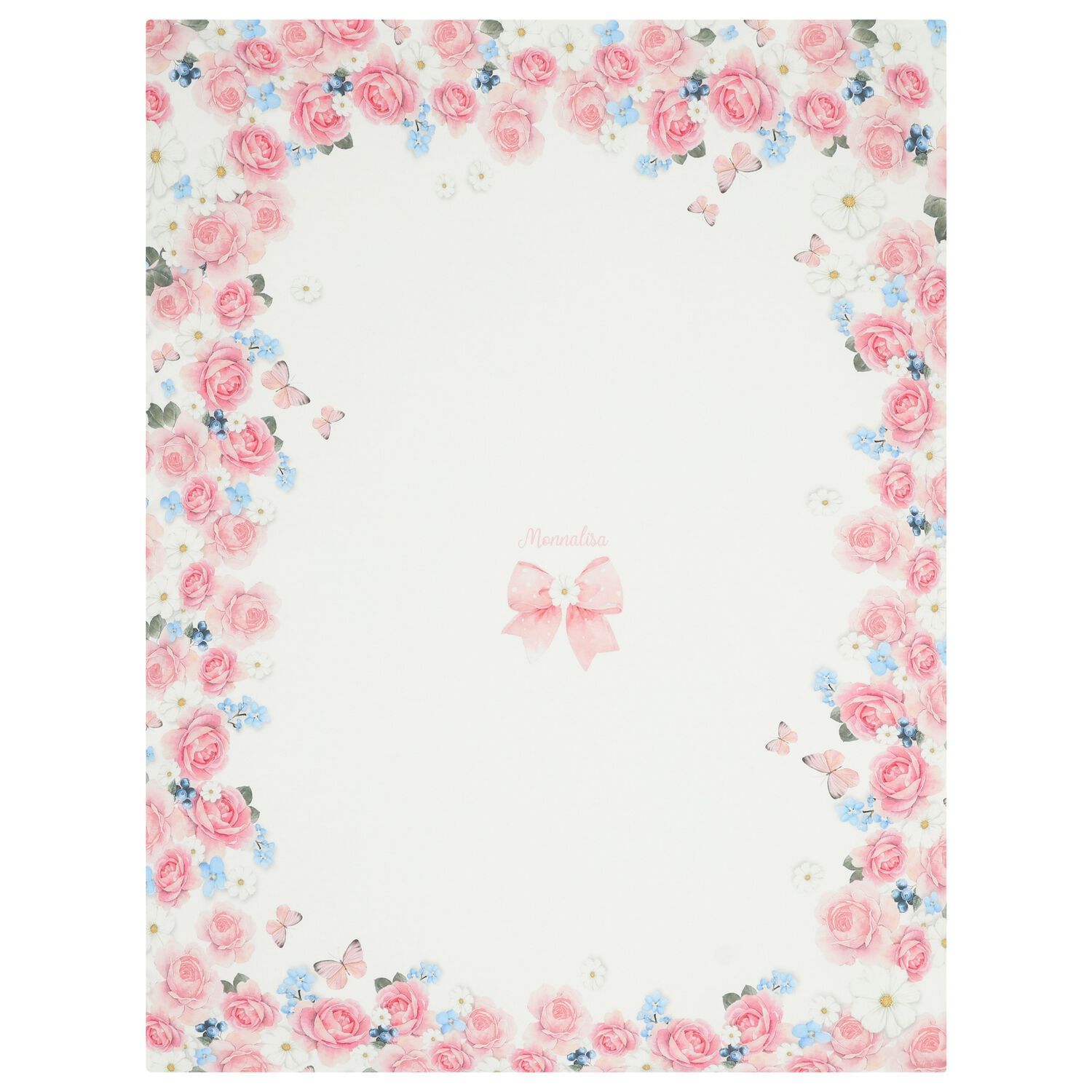 Baby Girls White & Pink Floral Blanket, 1, hi-res