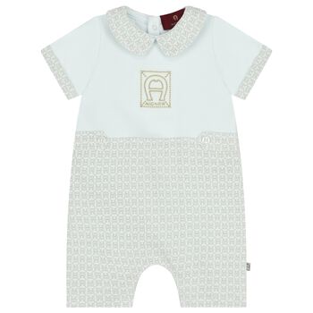 Baby Boys Blue Logo Romper