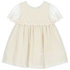 طقم بنات فستان باللون الأبيض والبيج, 1, hi-res