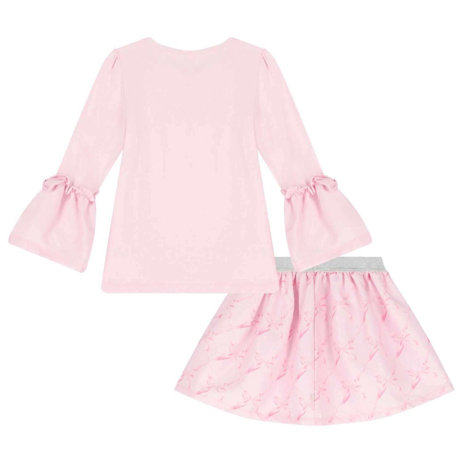 Girls Pink Logo Bow Skirt Set, 1, hi-res image number null
