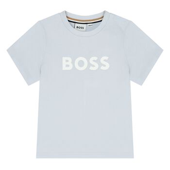 تيشيرت باللون أزرق بشعار للأولاد 