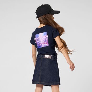 Girls Navy Blue Logo T-Shirt