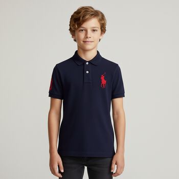 Boys Navy Blue Logo Polo Shirt