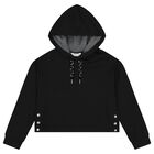 Girls Black Hooded Tracksuit, 2, hi-res
