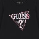 Girls Black Logo Long Sleeve Top, 4, hi-res