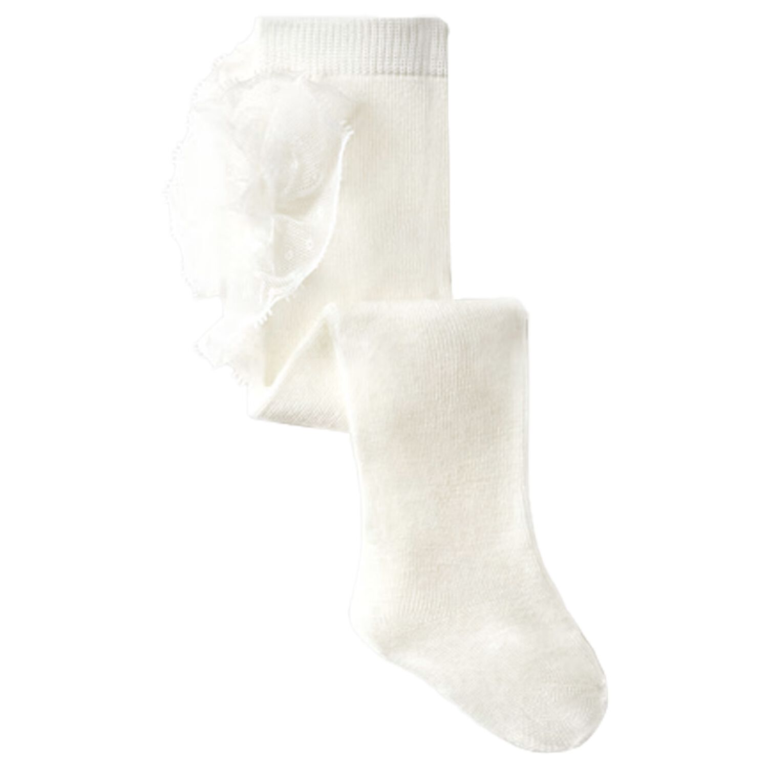 Baby Girls Ivory Ruffle Tights, 1, hi-res